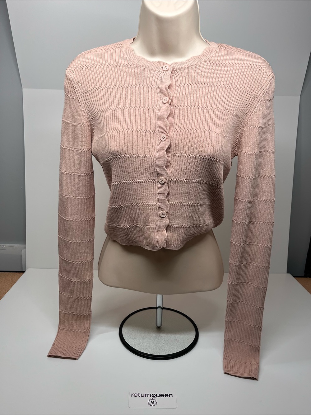 Mun Light Pink Ribbed Knit Sweater